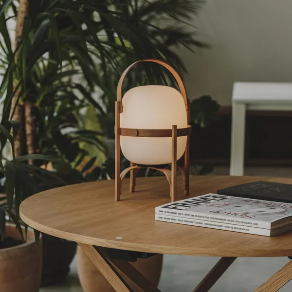 Cestita Batería Lámpara de Mesa Portátil Cristal Blanco