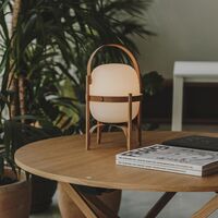 Cestita Batería Lámpara de Mesa Portátil Cristal Blanco