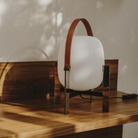 Cesta Metálica Tischlampe M. Ledergriff