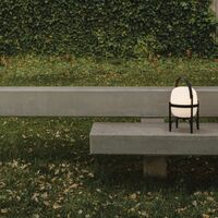 Cestita Alubat Lámpara de Mesa Portátil Blanco/ Negro
