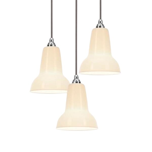 Original 1227 Mini Keramik-Cluster Pendelleuchte Reines Weiß (3x Pendelleuchten + 1x Deckenrosetten-Set)