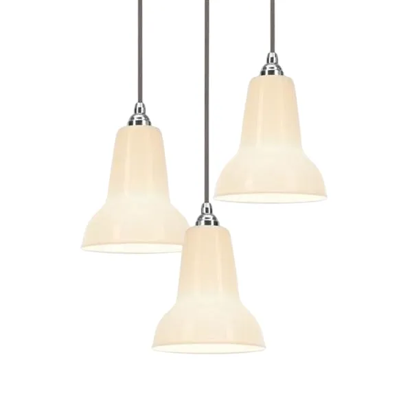 Original 1227 Mini Ceramic Cluster Pendant Pure White (3x Pendants + 1x Ceiling Rose Kit)