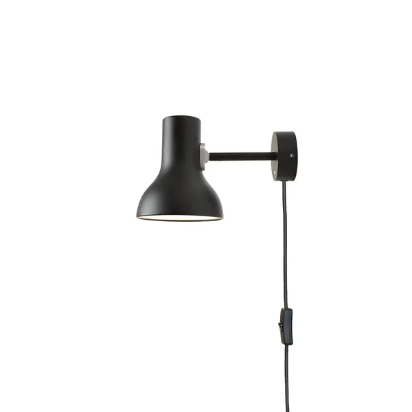 Type 75 Mini Væglampe Med Kabel Jet Black