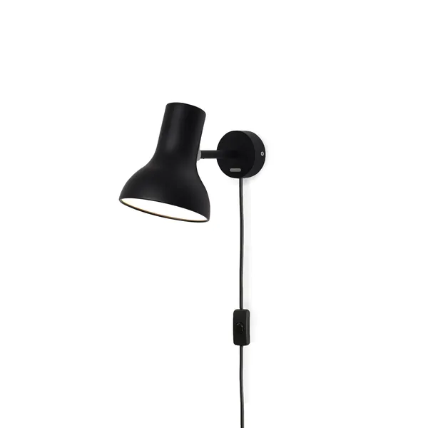 Type 75 Mini Væglampe Med Kabel Jet Black