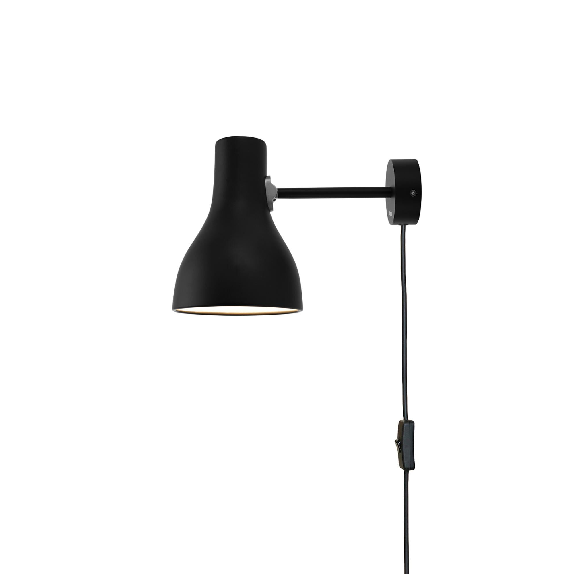 Type 75 Vegglampe Med Kabel Jet Sort