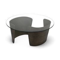 Tavolino da Salotto No 7 Ø90 Alto Rovere Oliato Scuro/vetro