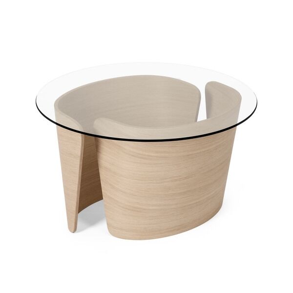 No 7 Lounge Salongbord Ø70 Hvit ​​Hvitoljet Eik/Glass