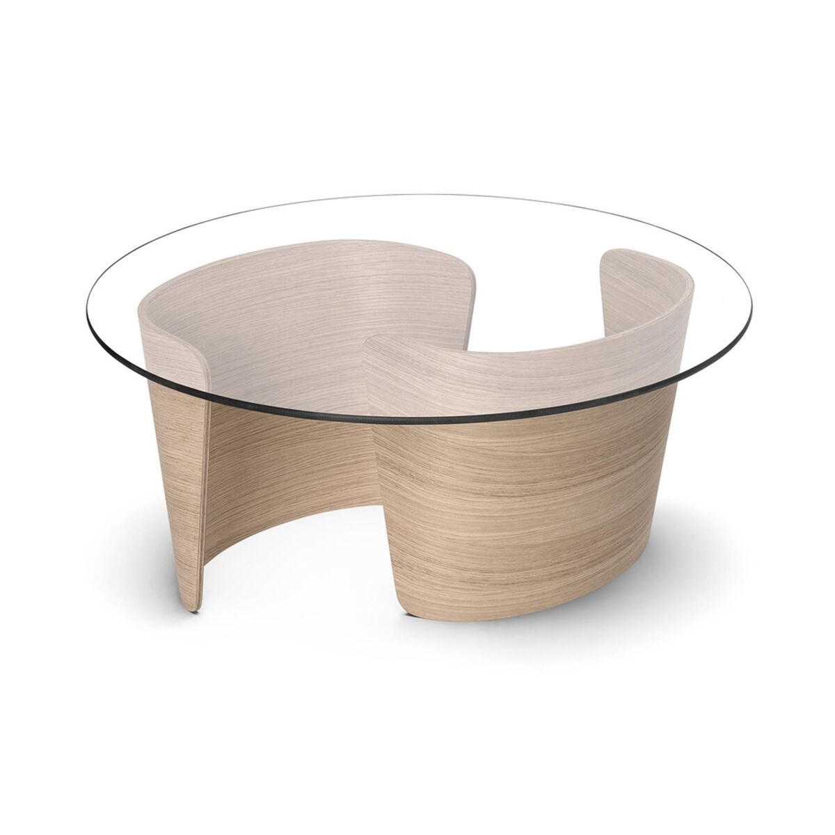 No 7 Lounge Coffee Table Ø90 High White Oiled Oak/Glass