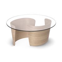 No 7 Lounge Coffee Table Ø90 High White Oiled Oak/Glass