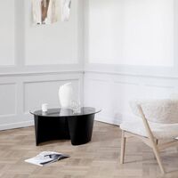 No 7 Lounge Coffee Table Ø90 High White Oiled Oak/Glass