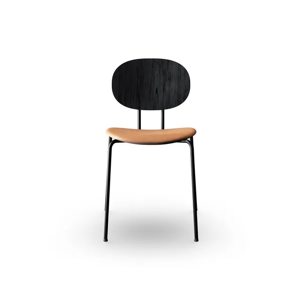 Piet Hein Dining Chair Black In Black Oak and Cognac Leather