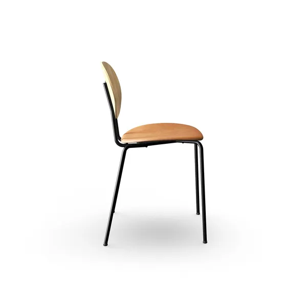 Piet Hein Dining Chair Black In Oak Wood and Cognac Leather