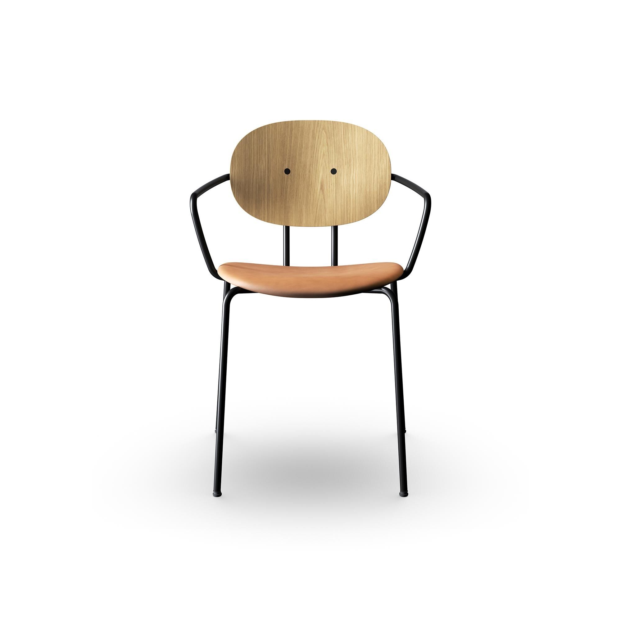 Piet Hein Spisebordsstol Sort med Armln Egetr og Cognac Lder