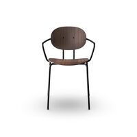 Piet Hein Dining Chair Black with Armrests Walnut