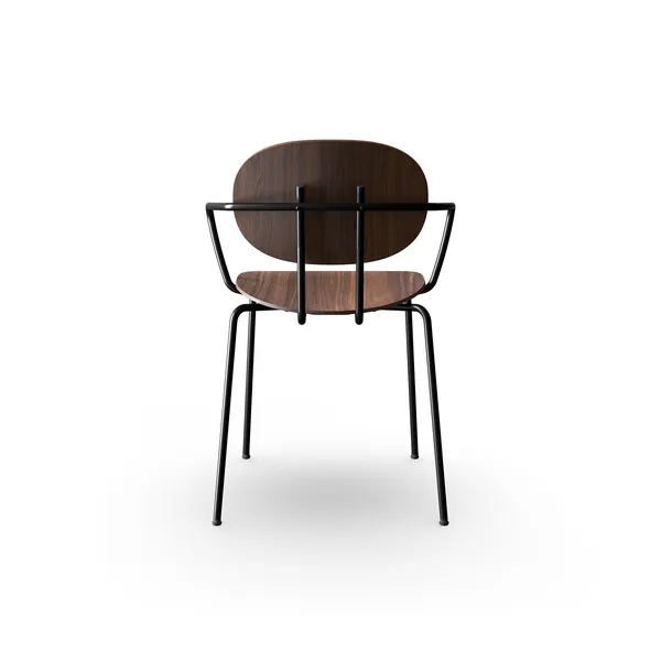Piet Hein Dining Chair Black with Armrests Walnut