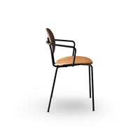 Piet Hein Dining Chair Black with Armrests Walnut and Cognac Leather