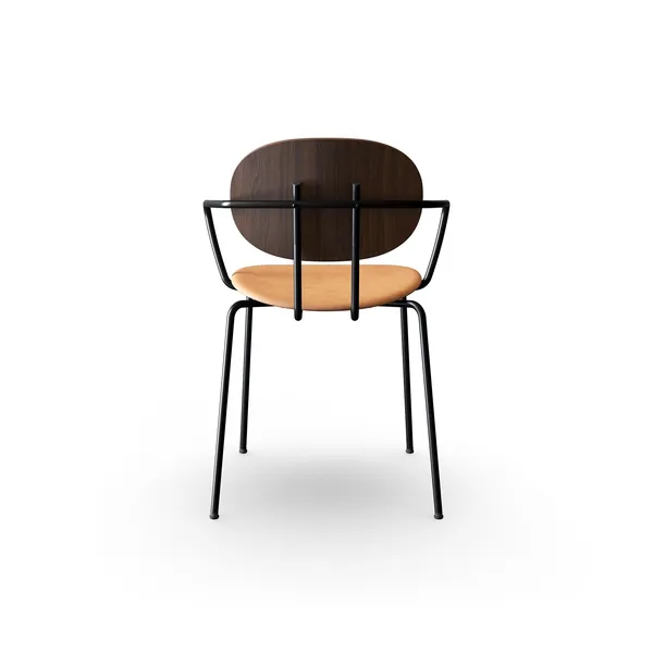 Piet Hein Dining Chair Black with Armrests Walnut and Cognac Leather