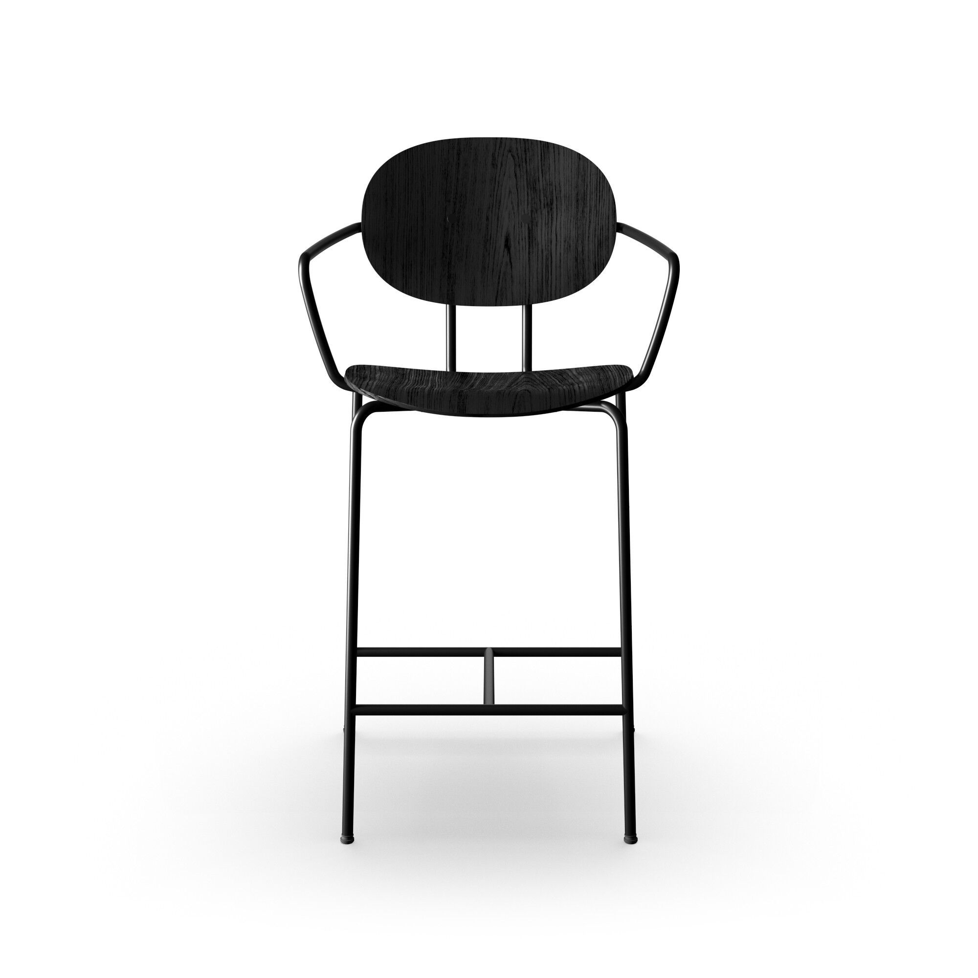 Piet Hein Barstol Sort med Armlæn Sort Egetræ