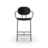 Piet Hein Barstol Sort med Armlæn Sort Egetræ
