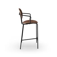 Piet Hein Barstool Black with Armrests Walnut