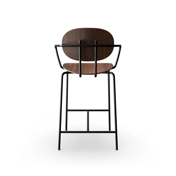 Piet Hein Barstool Black with Armrests Walnut