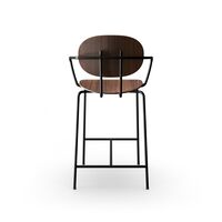Piet Hein Barstool Black with Armrests Walnut