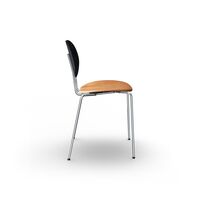 Piet Hein Dining Chair Chrome Black Oak and Cognac Leather