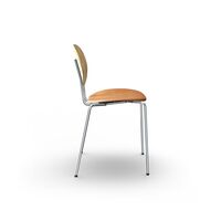 Piet Hein Dining Chair Chrome Oak Wood and Cognac Leather