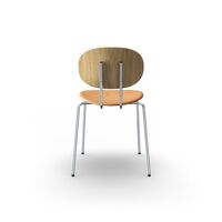 Piet Hein Dining Chair Chrome Oak Wood and Cognac Leather