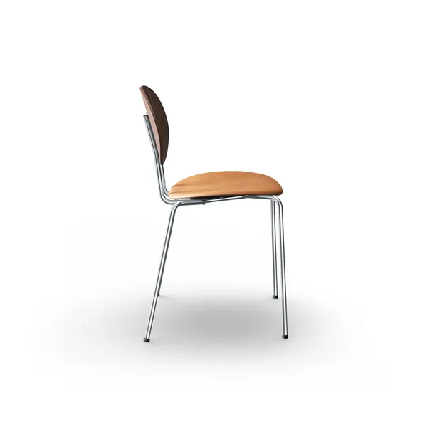 Piet Hein Dining Chair Chrome Walnut and Cognac Leather