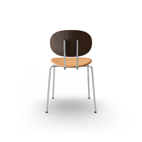 Piet Hein Dining Chair Chrome Walnut and Cognac Leather