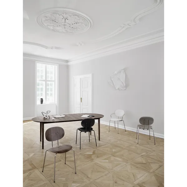 Piet Hein Dining Chair Chrome Walnut and Cognac Leather