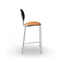 Piet Hein Bar Stool Chrome Black Oak and Cognac Leather