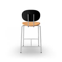 Piet Hein Bar Stool Chrome Black Oak and Cognac Leather