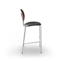 Piet Hein Bar Stool Chrome Walnut and Black Leather