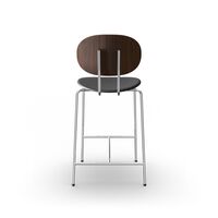 Piet Hein Bar Stool Chrome Walnut and Black Leather