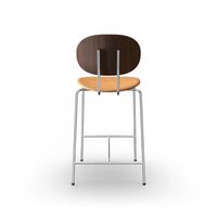 Piet Hein Bar Stool Chrome Walnut and Cognac Leather