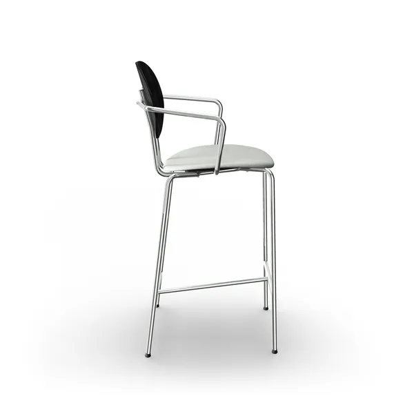 Piet Hein Barstool Chrome with Armrests Black Oak and Remix 123