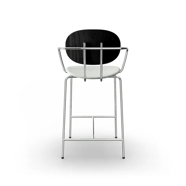 Piet Hein Barstool Chrome with Armrests Black Oak and Remix 123