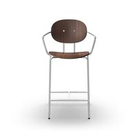 Piet Hein Bar Stool Chrome with Armrests Walnut