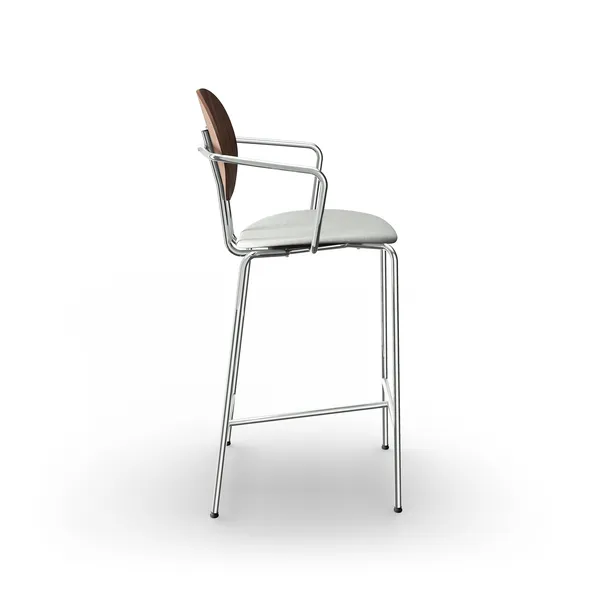 Piet Hein Barstool Chrome with Armrests Walnut and Remix 123