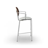 Piet Hein Barstool Chrome with Armrests Walnut and Remix 123