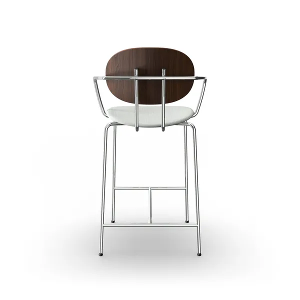 Piet Hein Barstool Chrome with Armrests Walnut and Remix 123