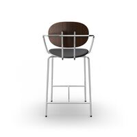 Piet Hein Barstool Chrome with Armrests Walnut and Black Leather