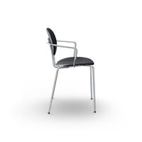Piet Hein Dining Chair Chrome with Armrest Black Leather