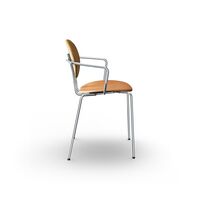 Piet Hein Dining Chair Chrome with Armrests Cognac Leather