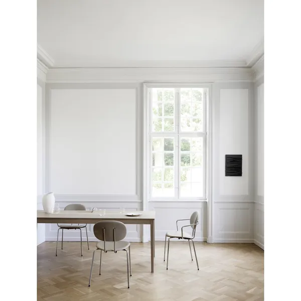Piet Hein Dining Chair Chrome with Armrests Cognac Leather
