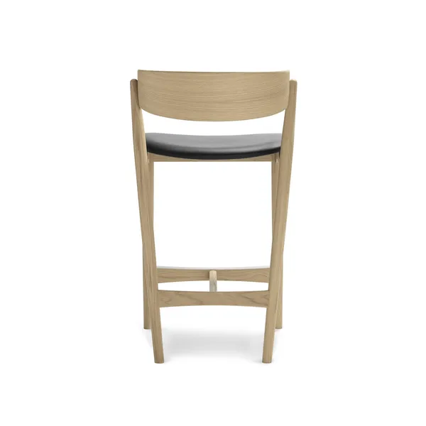 No 7 Bar Stool White-oiled Oak and Black Leather