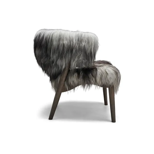 No 7 Fauteuil Volledig Gestoffeerd Donker Geolied Eiken en Schapenvacht Lang