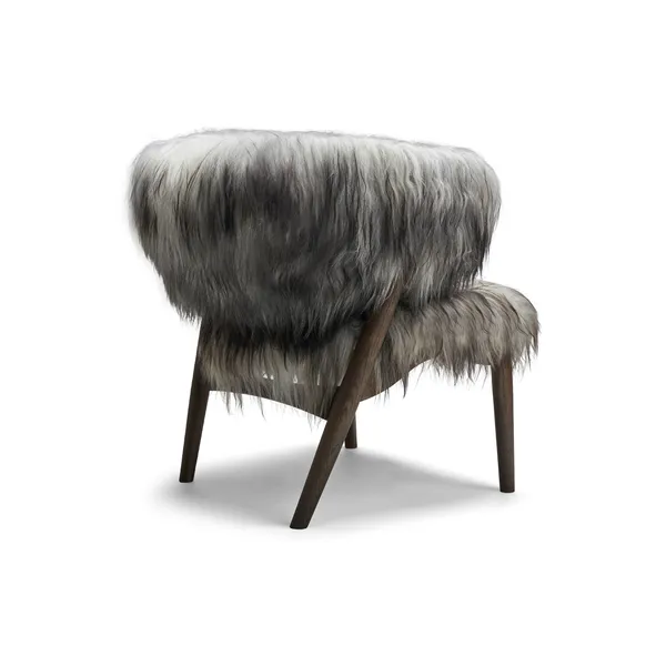 No 7 Fauteuil Volledig Gestoffeerd Donker Geolied Eiken en Schapenvacht Lang